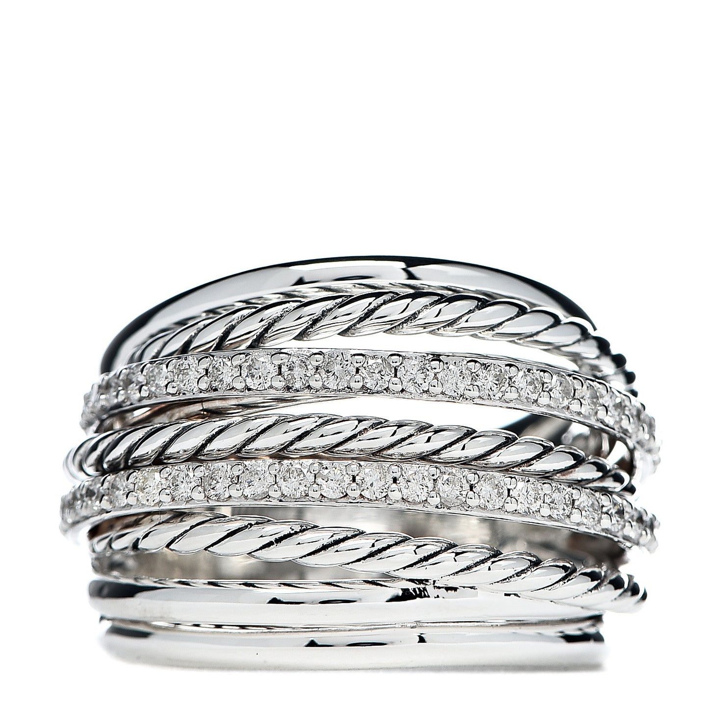 Sterling Silver Diamond Crossover Dome Ring 58 8.25