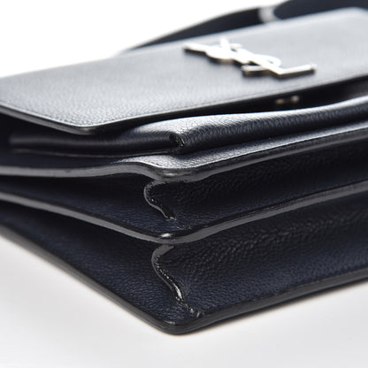 Saint Laurent Grained Calfskin Medium Monogram Sunset Navy Blue 9 of 10