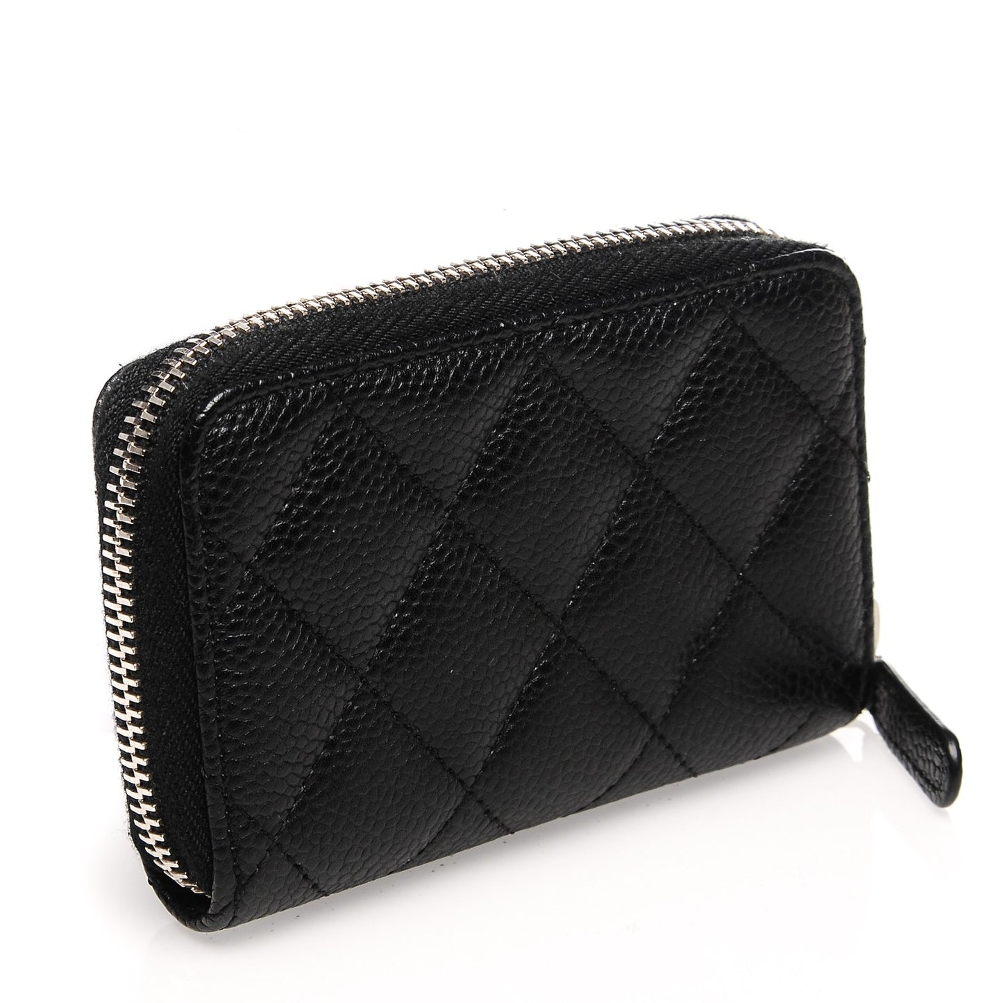 Caviar Quilted Zip Coin Purse Black