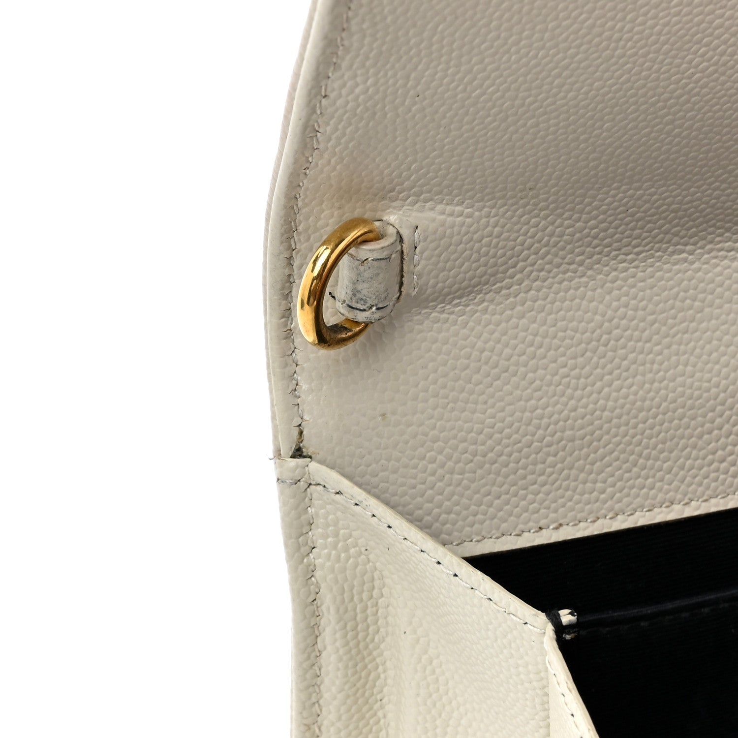 Saint Laurent Grain De Poudre Textured Mixed Matelasse Triquilt Monogram Clutch Blanc Vintage 10 of 19