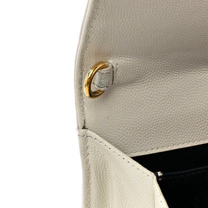 Saint Laurent Grain De Poudre Textured Mixed Matelasse Triquilt Monogram Clutch Blanc Vintage 10 of 19