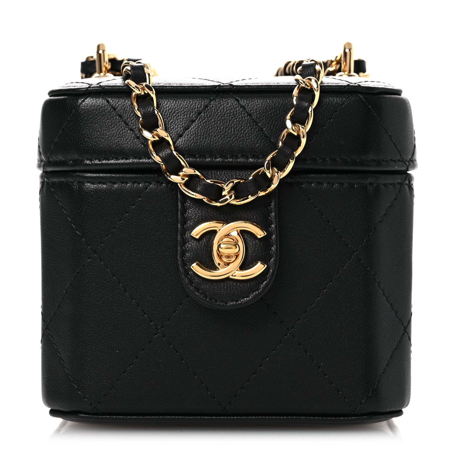Chanel Lambskin Quilted Vanity Clutch With Chain Black 1 of 14