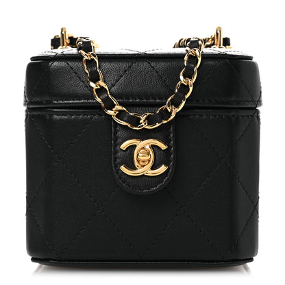 Chanel Lambskin Quilted Vanity Clutch With Chain Black 1 of 14