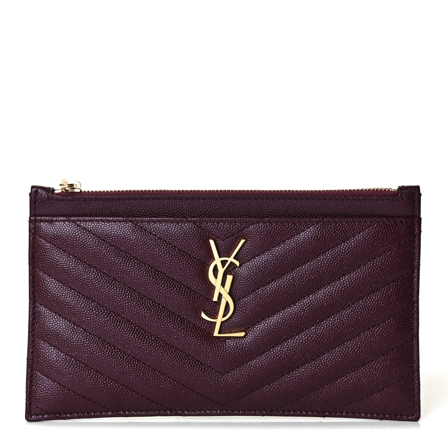 Grain De Poudre Matelasse Chevron Monogram Bill Pouch Rouge Legion