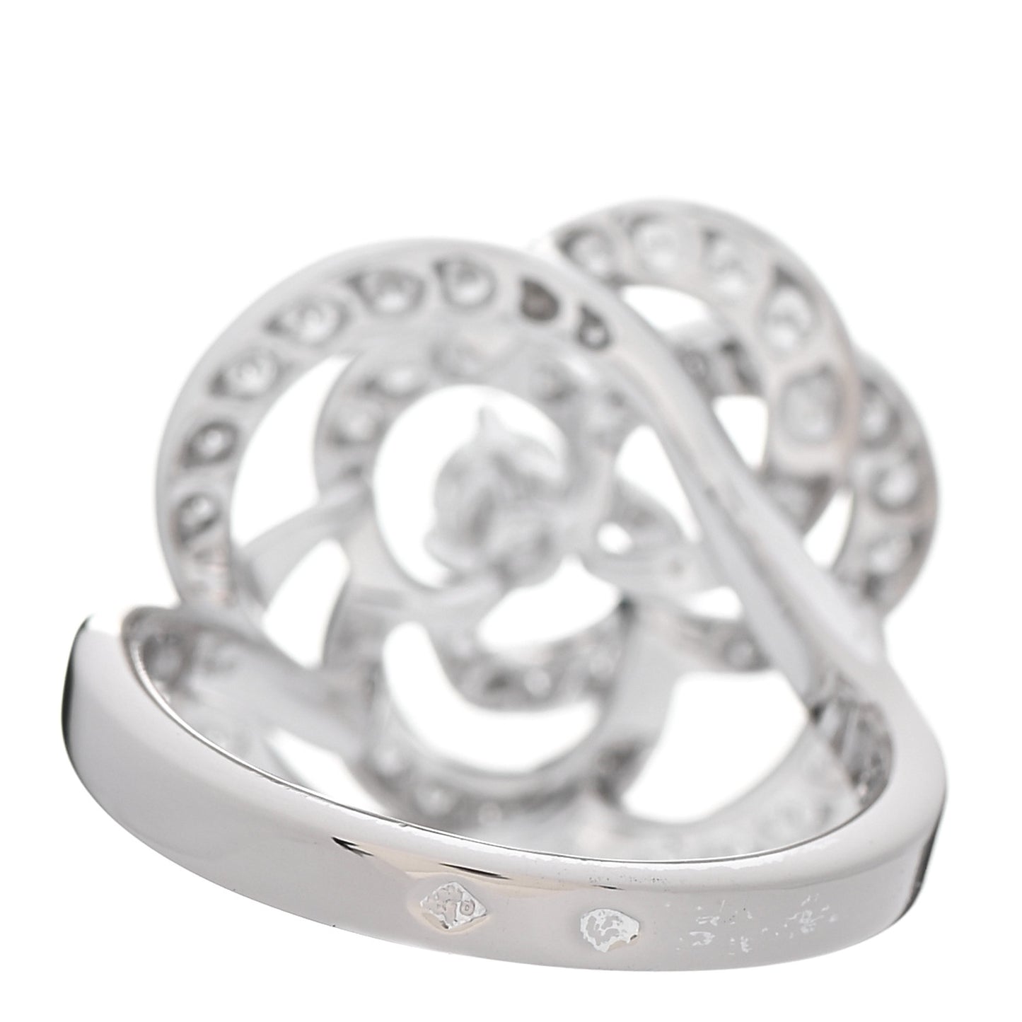 18K White Gold Diamond Fil de Camelia Ring 51 5.75