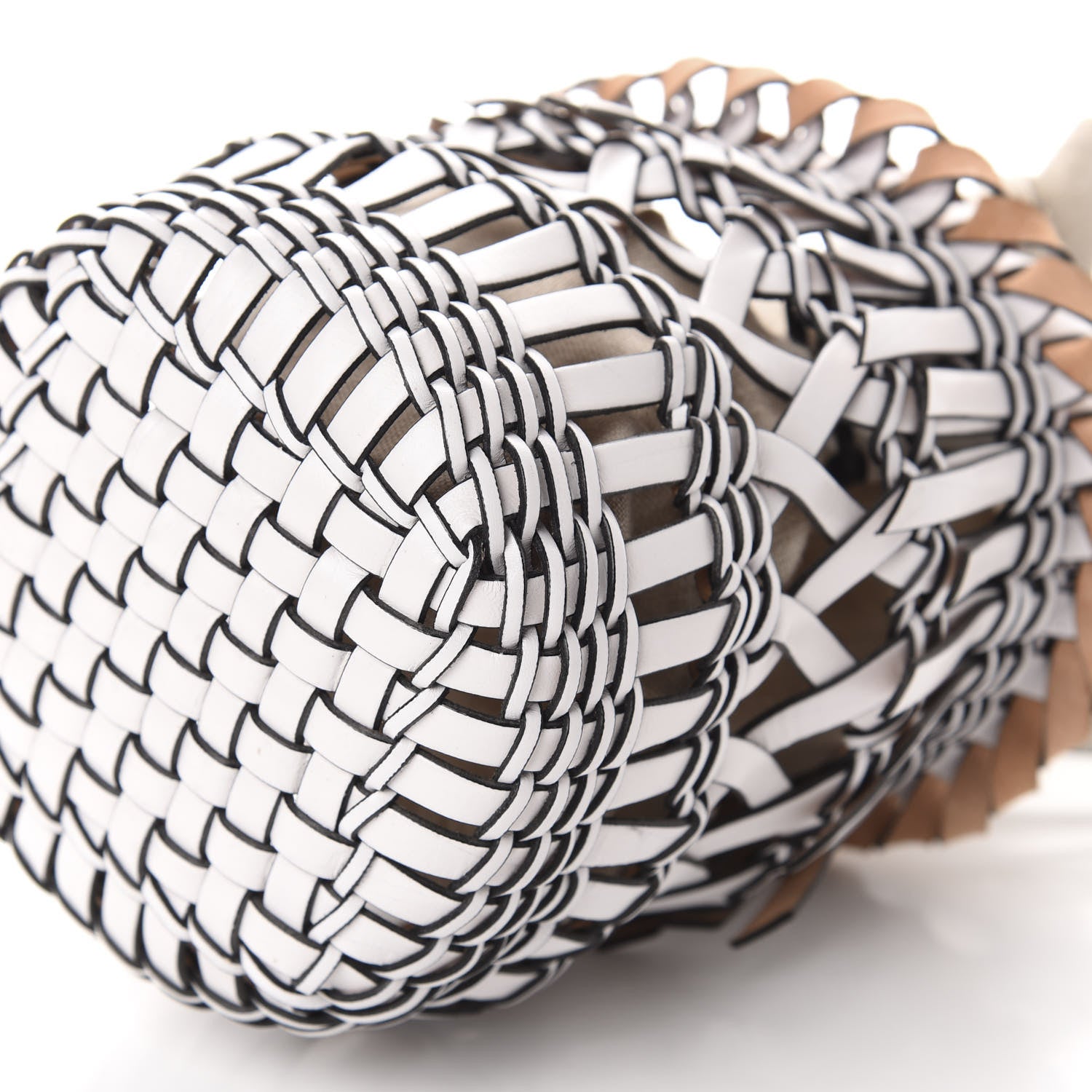 Loewe Calfskin Fringe Woven Bucket Bag White 7 of 8