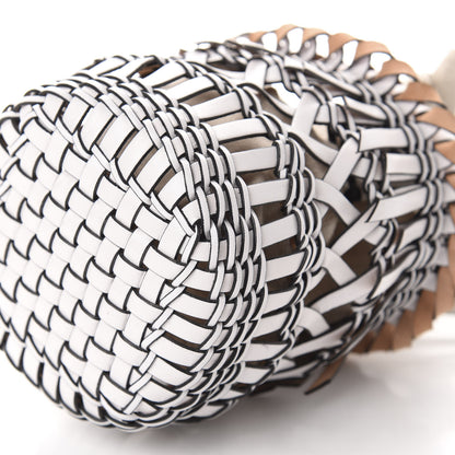 Loewe Calfskin Fringe Woven Bucket Bag White 7 of 8