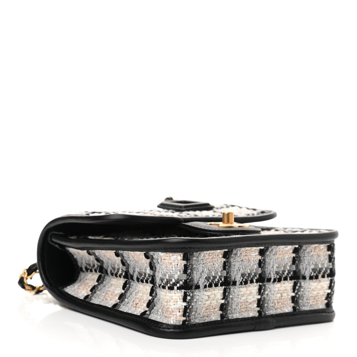 Tweed Calfskin School Memory Mini Top Handle Flap Ecru Grey Beige Black