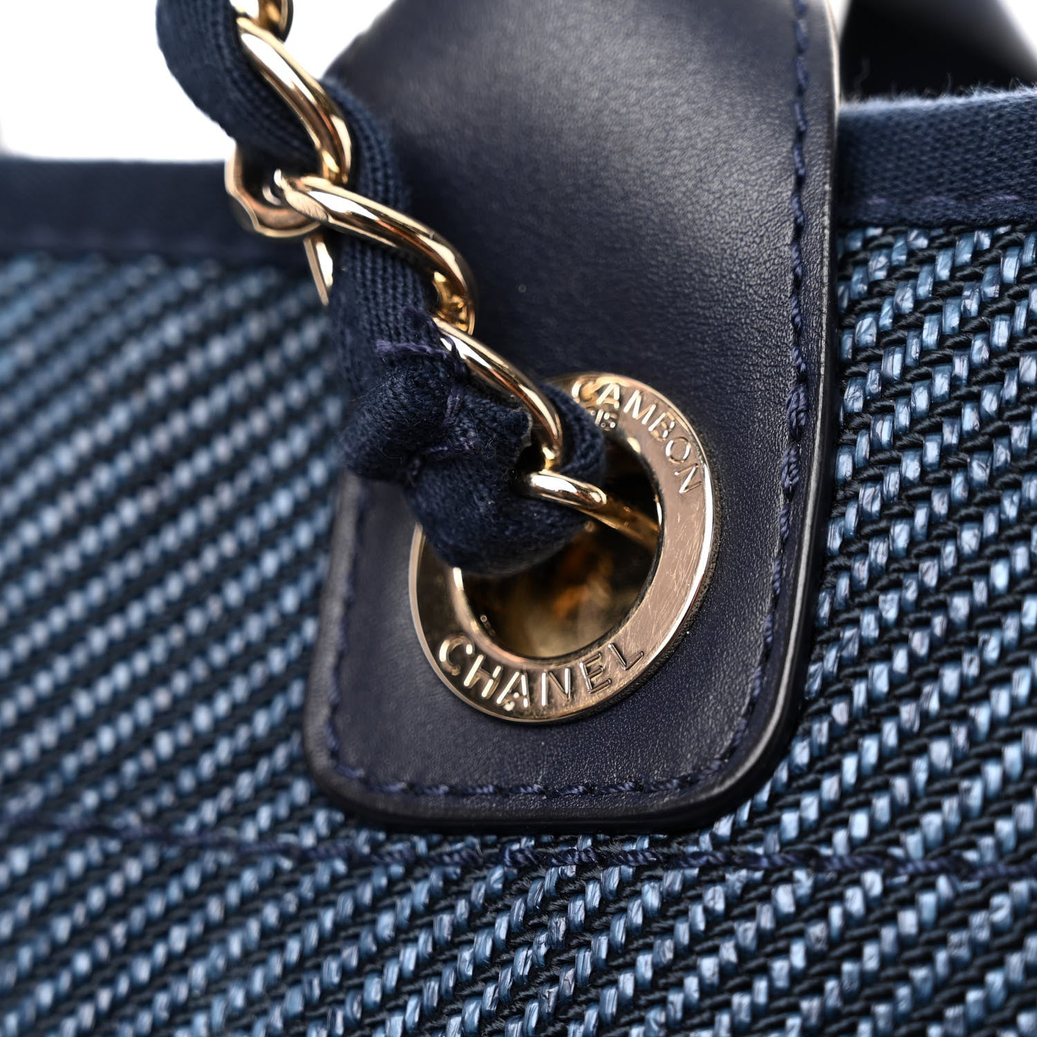 Chanel Mixed Fibers Calfskin Medium Deauville Tote Navy Blue 11 of 11