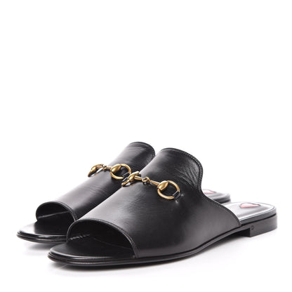 Gucci Malaga Kid Horsebit Slide Sandals 37.5 Black 4 of 10