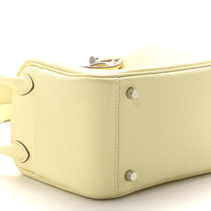 Hermes Taurillon Clemence Verso Mini Lindy 20 Jaune Milton Mushroom 9 of 11