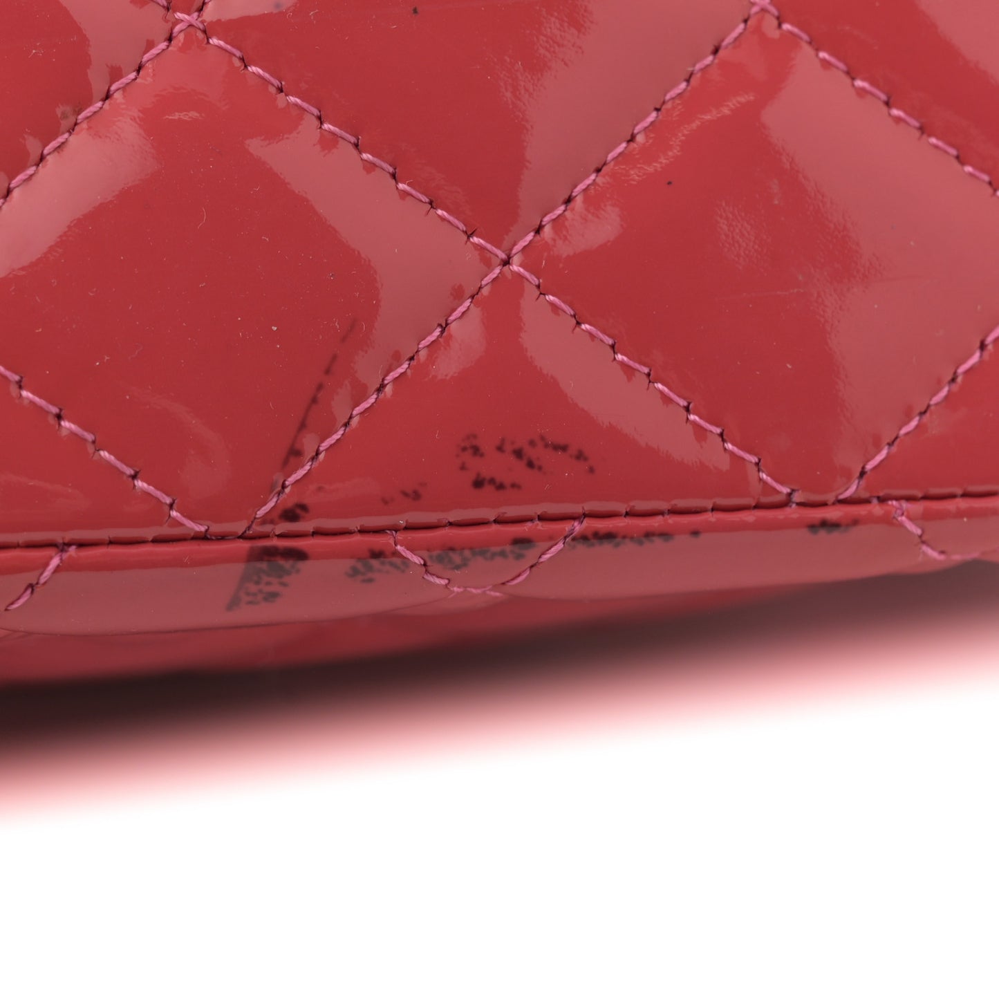 Patent Quilted Medium Double Flap Pink