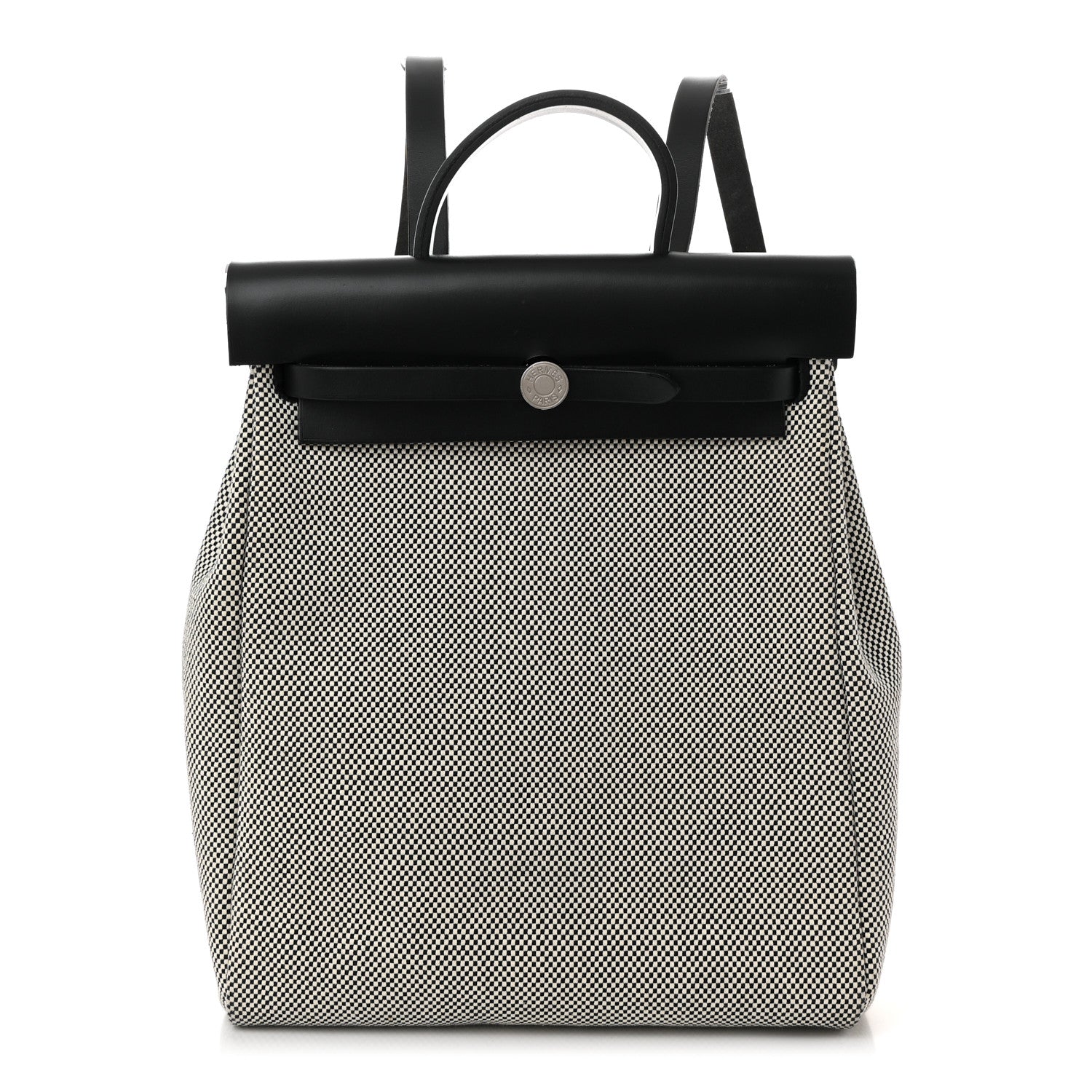 Hermes Criss Viking Vache Hunter Herbag a Dos Zip Retourne Backpack Ecru Black 1 of 13