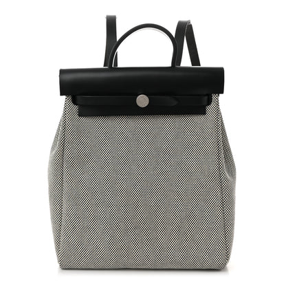 Hermes Criss Viking Vache Hunter Herbag a Dos Zip Retourne Backpack Ecru Black 1 of 13