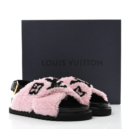 Louis Vuitton Shearling Paseo Flat Comfort Sandal 37 Pink 10 of 10