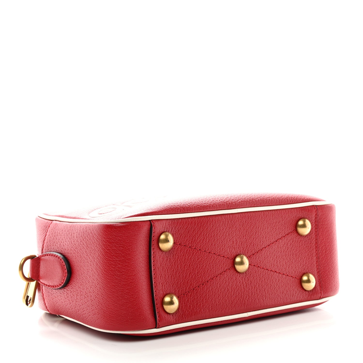 Gucci X ADIDAS Textured Dollar Calfskin Web Trefoil Logo Small Messenger Bag Hibiscus Red Off White 4 of 10