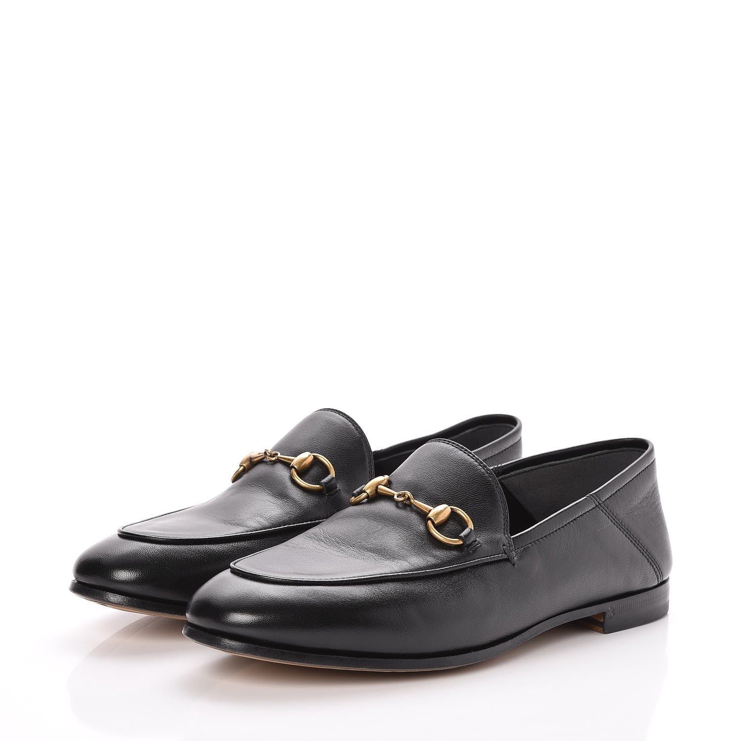 Gucci Lambskin Womens Brixton Horsebit Loafers 37 Black 3 of 8