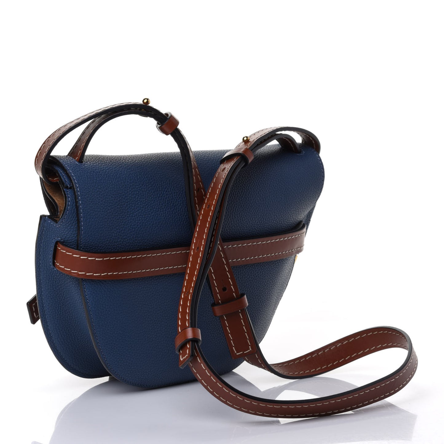 Grained Calfskin Small Gate Crossbody Bag Pecan Varsity