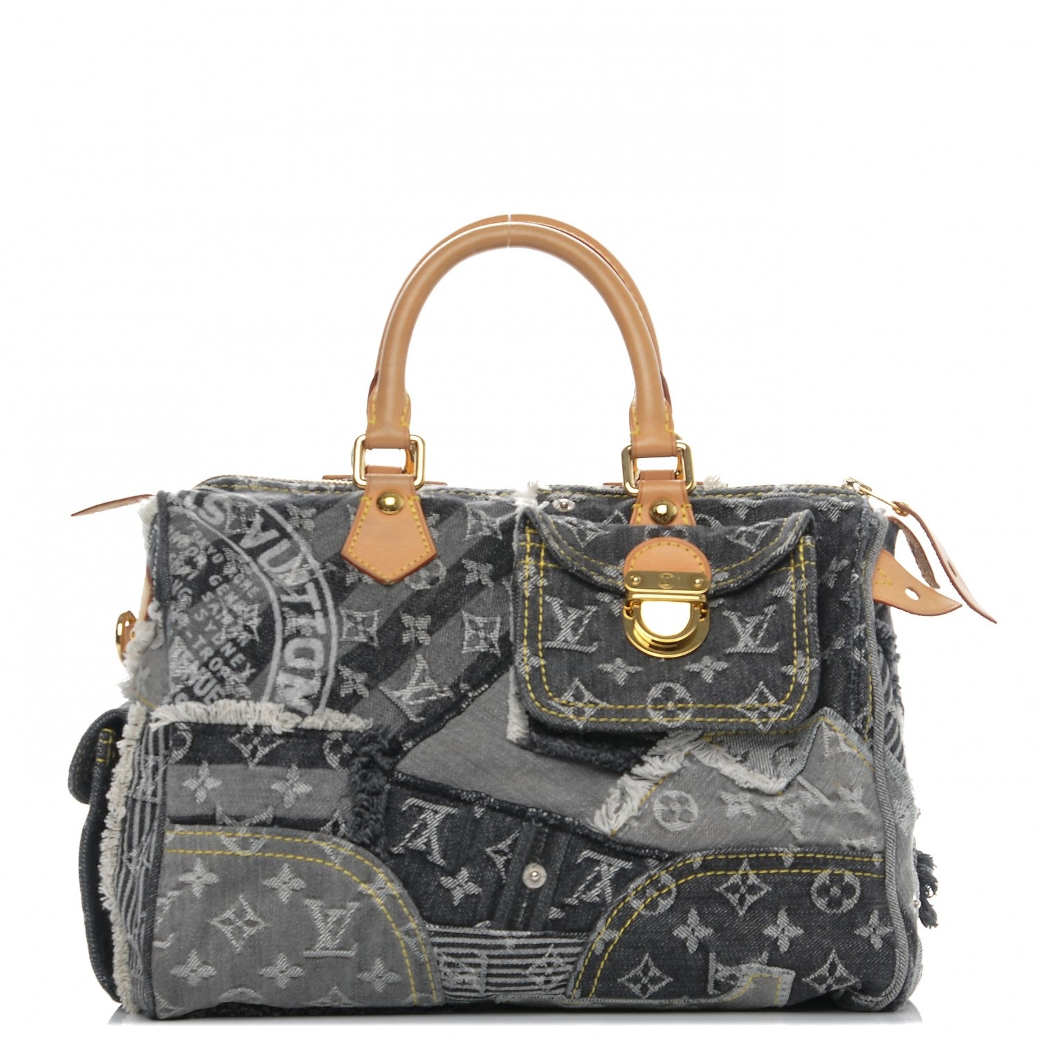 Louis Vuitton Denim Patchwork Speedy 30 Grey 1 of 8