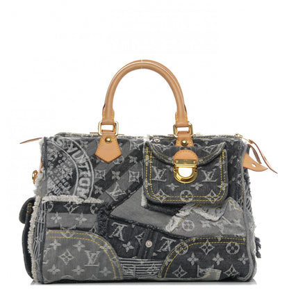 Louis Vuitton Denim Patchwork Speedy 30 Grey 1 of 8