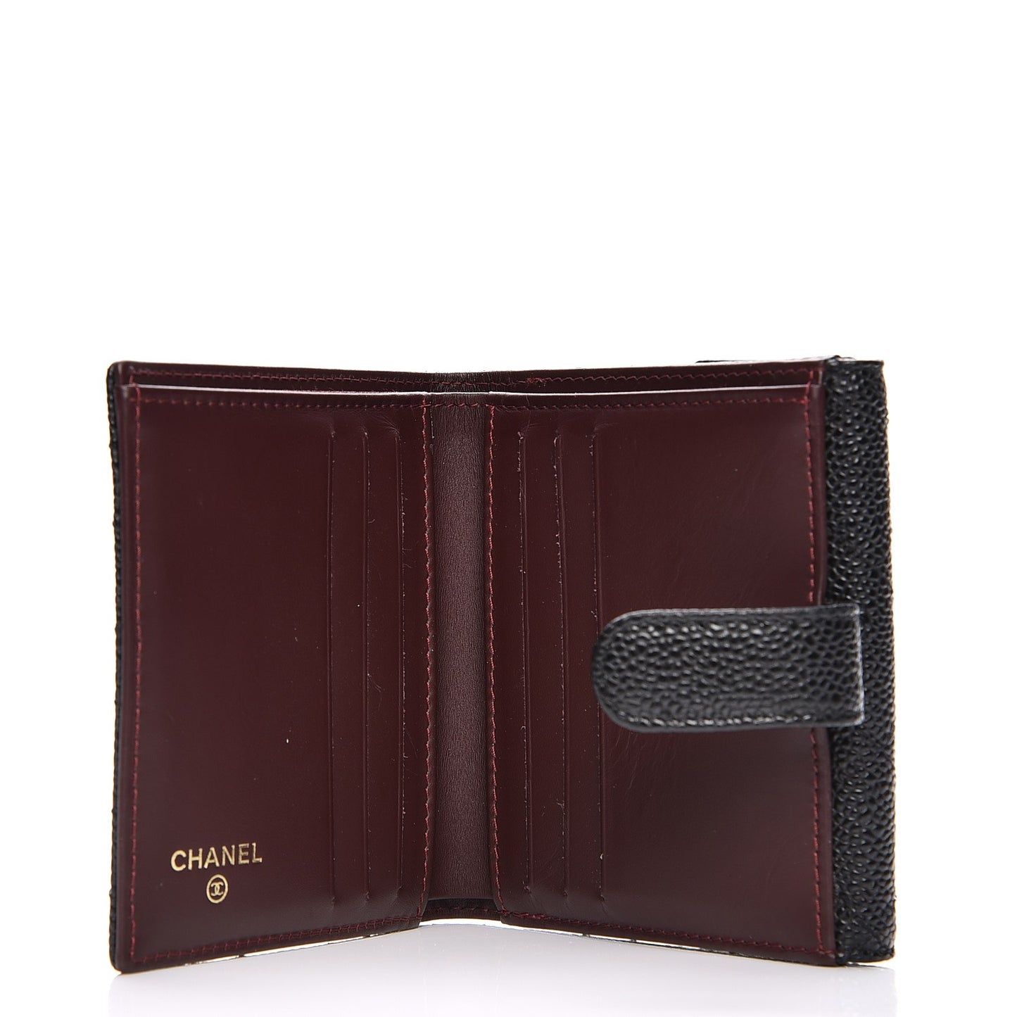 Caviar Quilted Compact French Flap Wallet Black