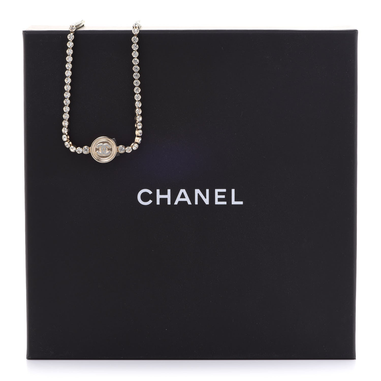 Chanel Crystal CC Chain Short Necklace Gold 6 of 6