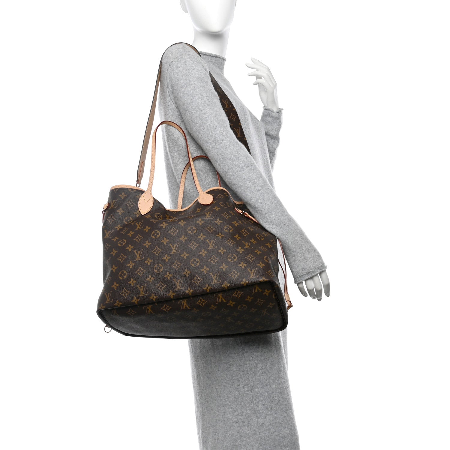 Louis Vuitton Monogram Stamped Inside Out Neverfull Bandouliere GM Beige 3 of 9