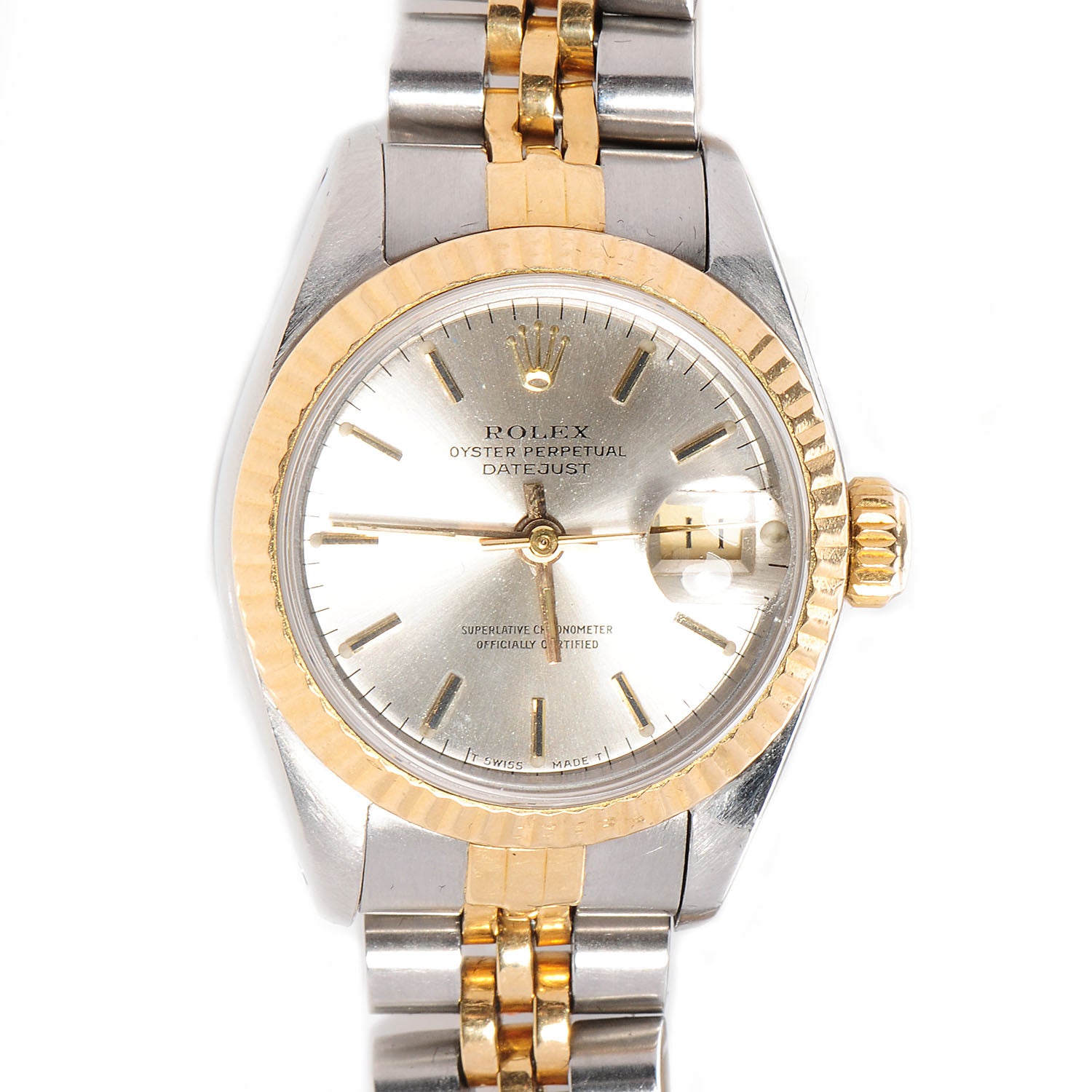 Rolex Stainless Steel 18K Yellow Gold 26mm Oyster Perpetual Datejust Watch Silver 69173 1 of 5
