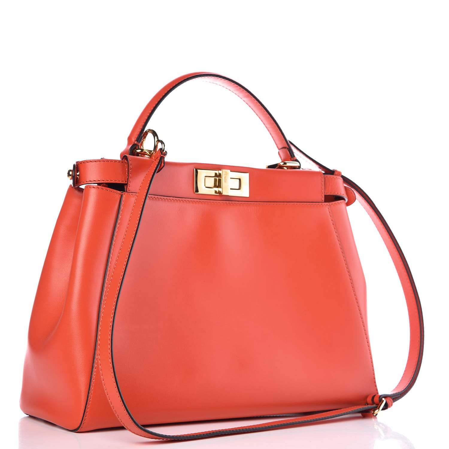Fendi Vitello Morgan Fabric Jacquard Pequin Medium Peekaboo Iconic Satchel Papavero Tobacco Black 3 of 10