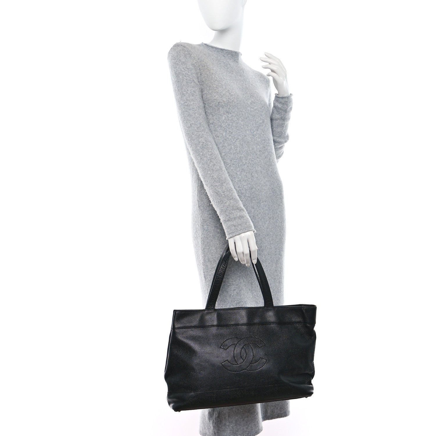 Chanel Caviar CC Timeless Shoulder Bag Black 2 of 13