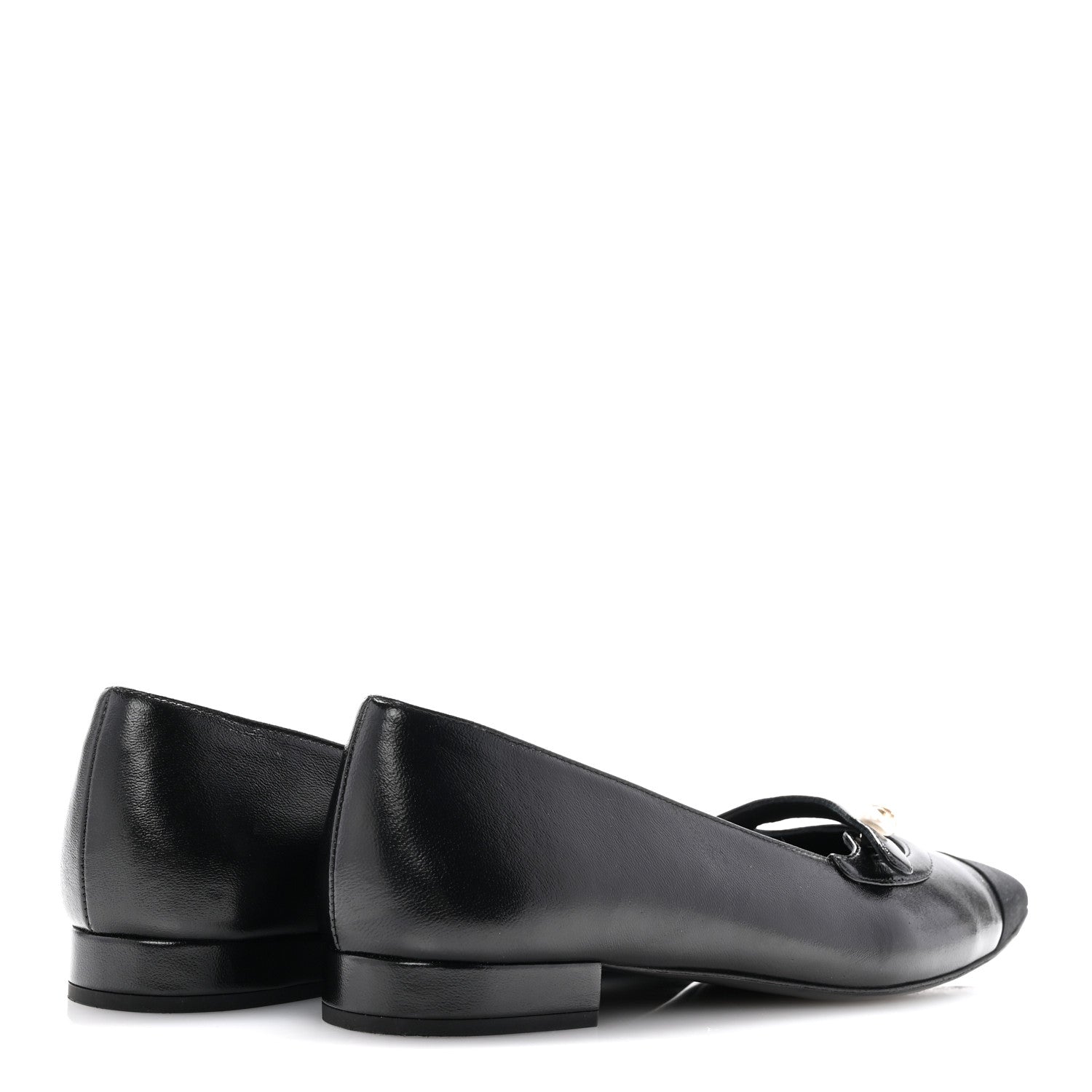 Chanel Shiny Lambskin Grosgrain Pearl Mary Jane Flats 39 Black 5 of 12