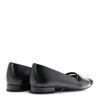 Chanel Shiny Lambskin Grosgrain Pearl Mary Jane Flats 39 Black 5 of 12