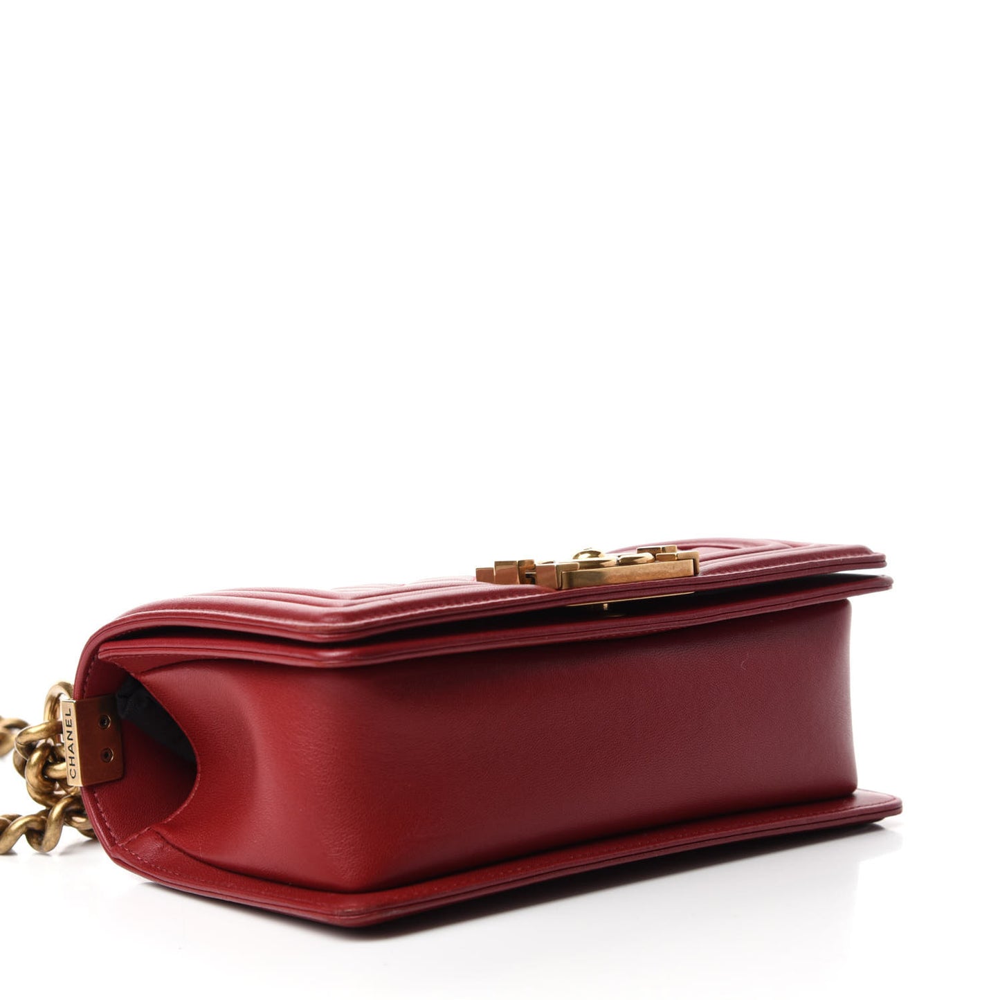 Lambskin Quilted Small Boy Flap Dark Red