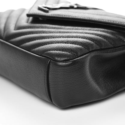 Saint Laurent Sheepskin Matelasse Chevron Monogram Medium College Bag Black 8 of 10