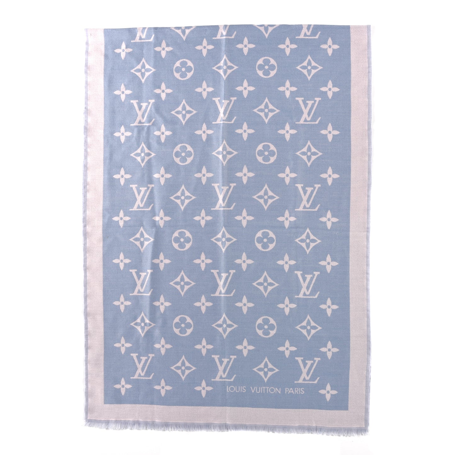 Silk Wool Monogram Miss LV Stole Blue Clair
