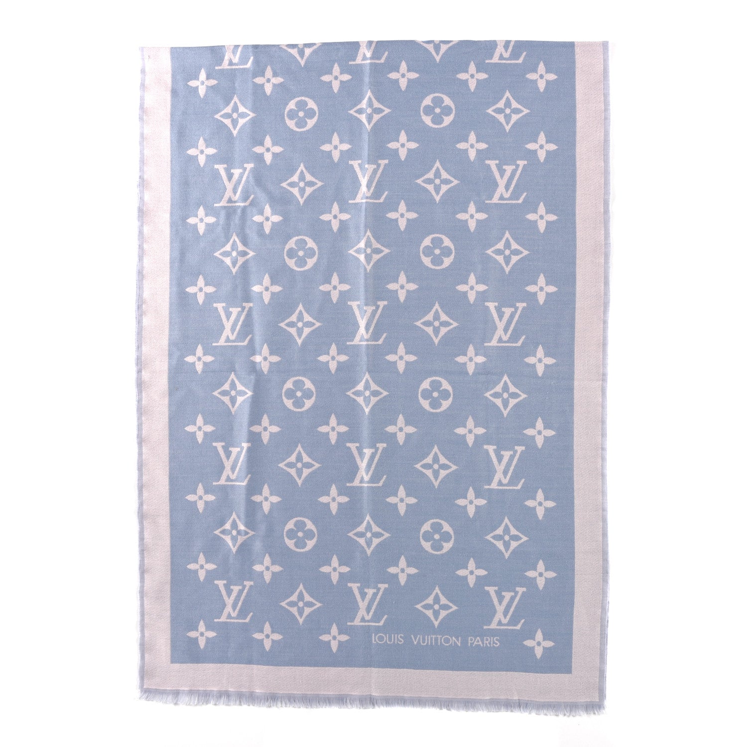Louis Vuitton Silk Wool Monogram Miss LV Stole Blue Clair 1 of 5