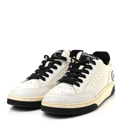 Chanel Calfskin Womens Logo Sneakers 39.5 White Black 3 of 8