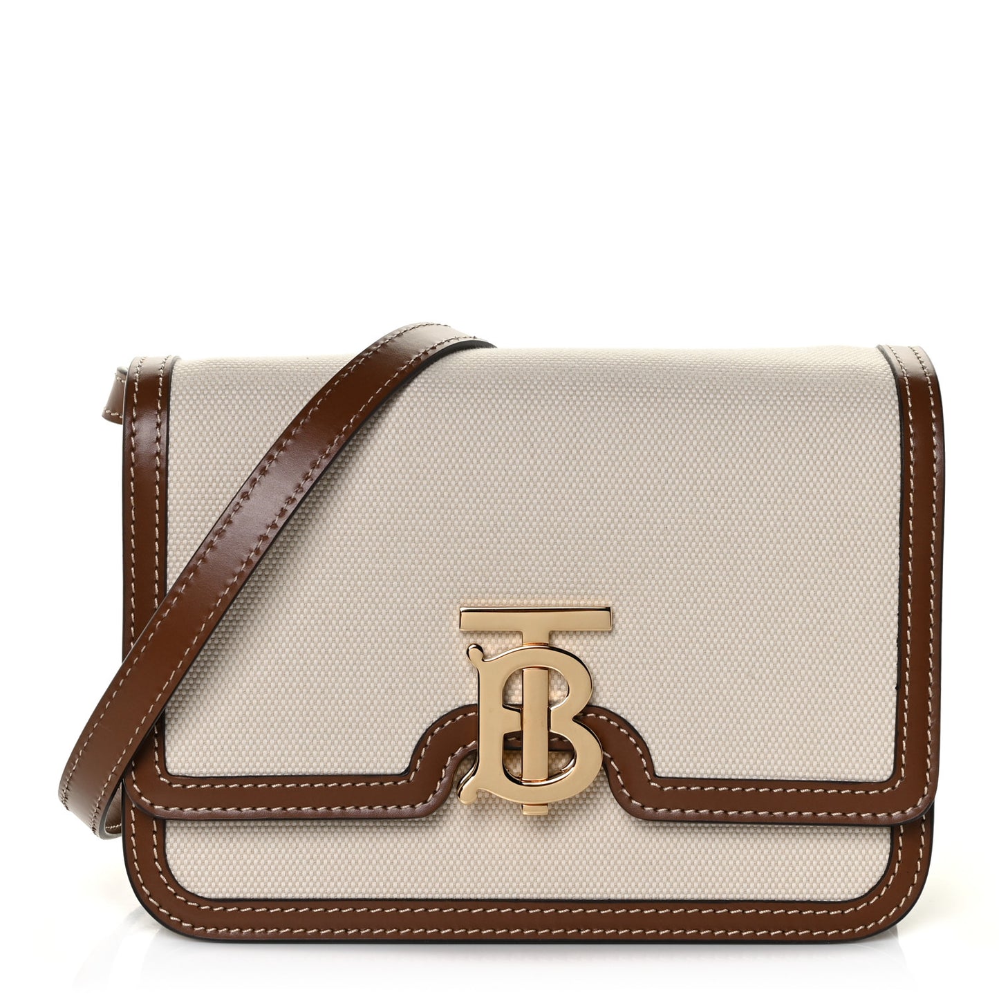 Canvas Calfskin Small TB Bag Natural