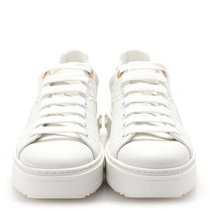 Louis Vuitton Lambskin Embossed Monogram Time Out Sneakers 38 White 3 of 9