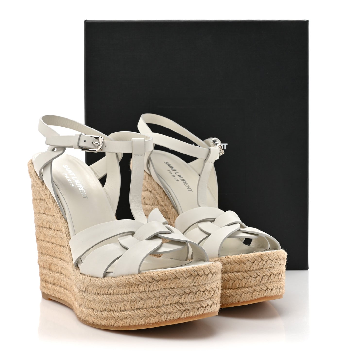 Calfskin Tribute 95 Platform Espadrille Wedge Sandals 40 Porcellana