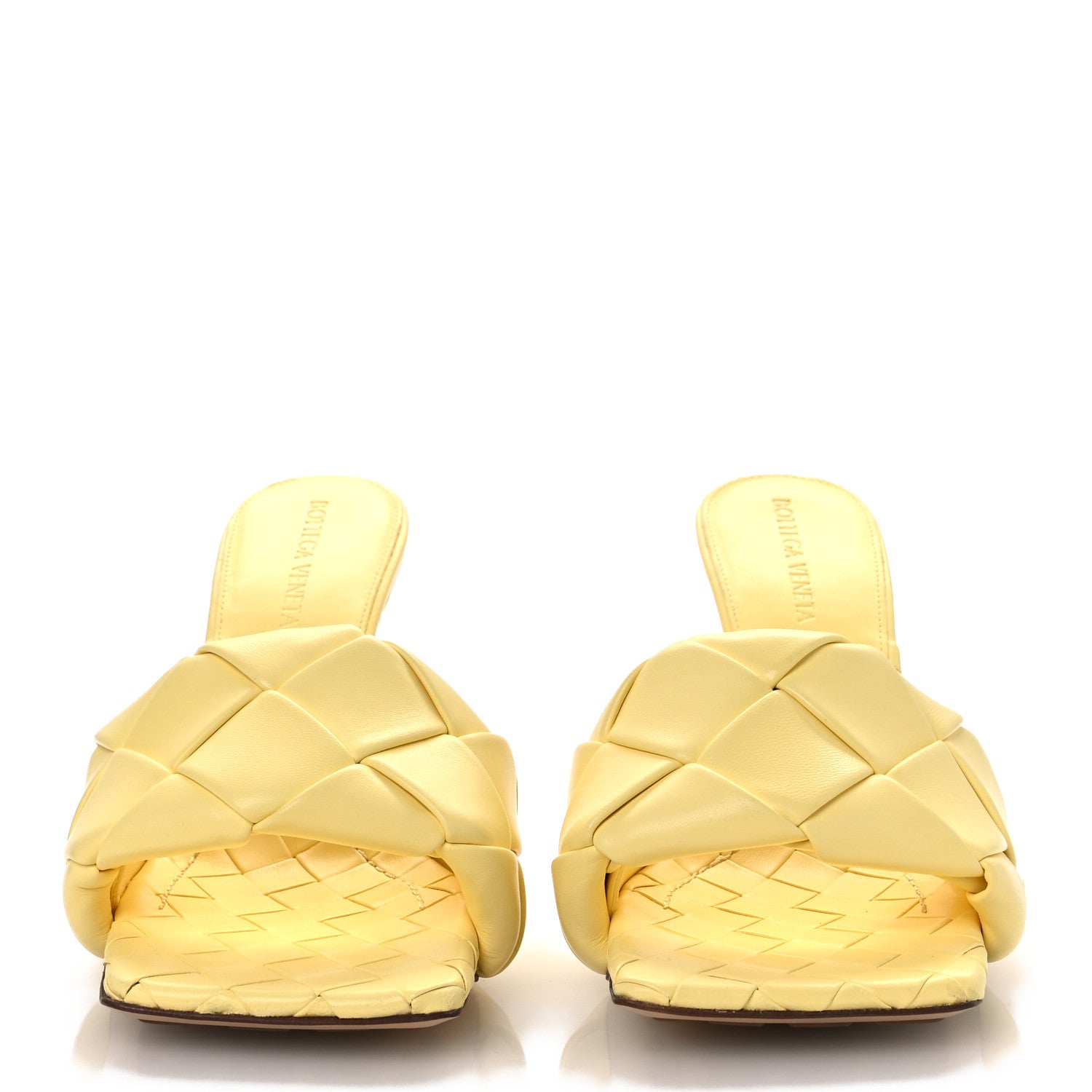 Bottega Veneta Nappa Maxi Intrecciato Lido 90mm Mule Sandals 37 Lemonade 3 of 9