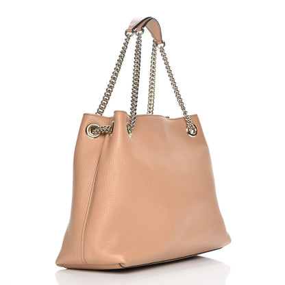 Gucci Pebbled Calfskin Medium Soho Chain Shoulder Bag Rose Beige 3 of 7