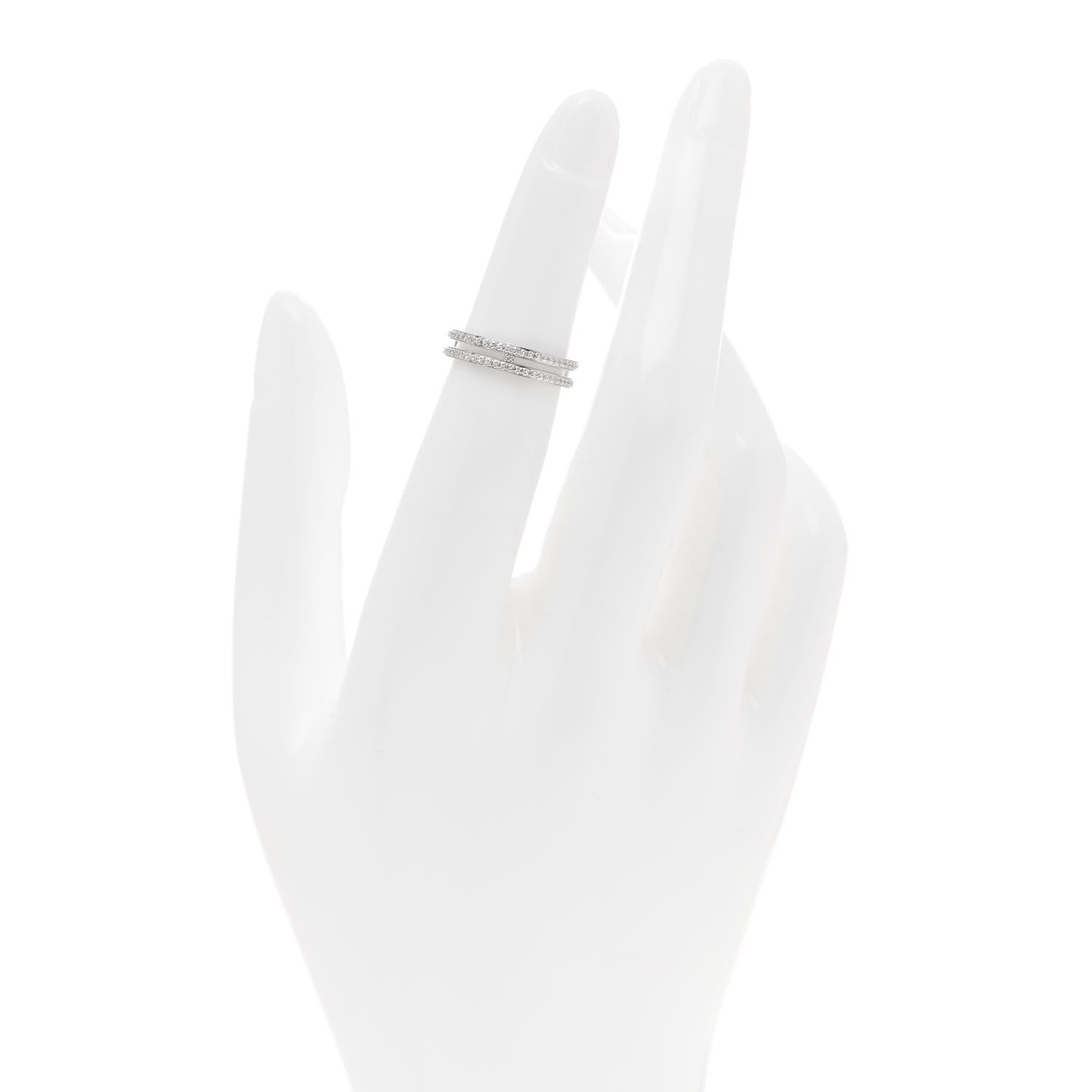 Hermes 18K White Gold Diamond Ariane Wedding Band Ring 47 4.25 2 of 5