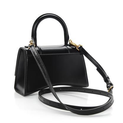 Balenciaga Shiny Box Calfskin Hourglass Top Handle Bag XS Black 3 of 9