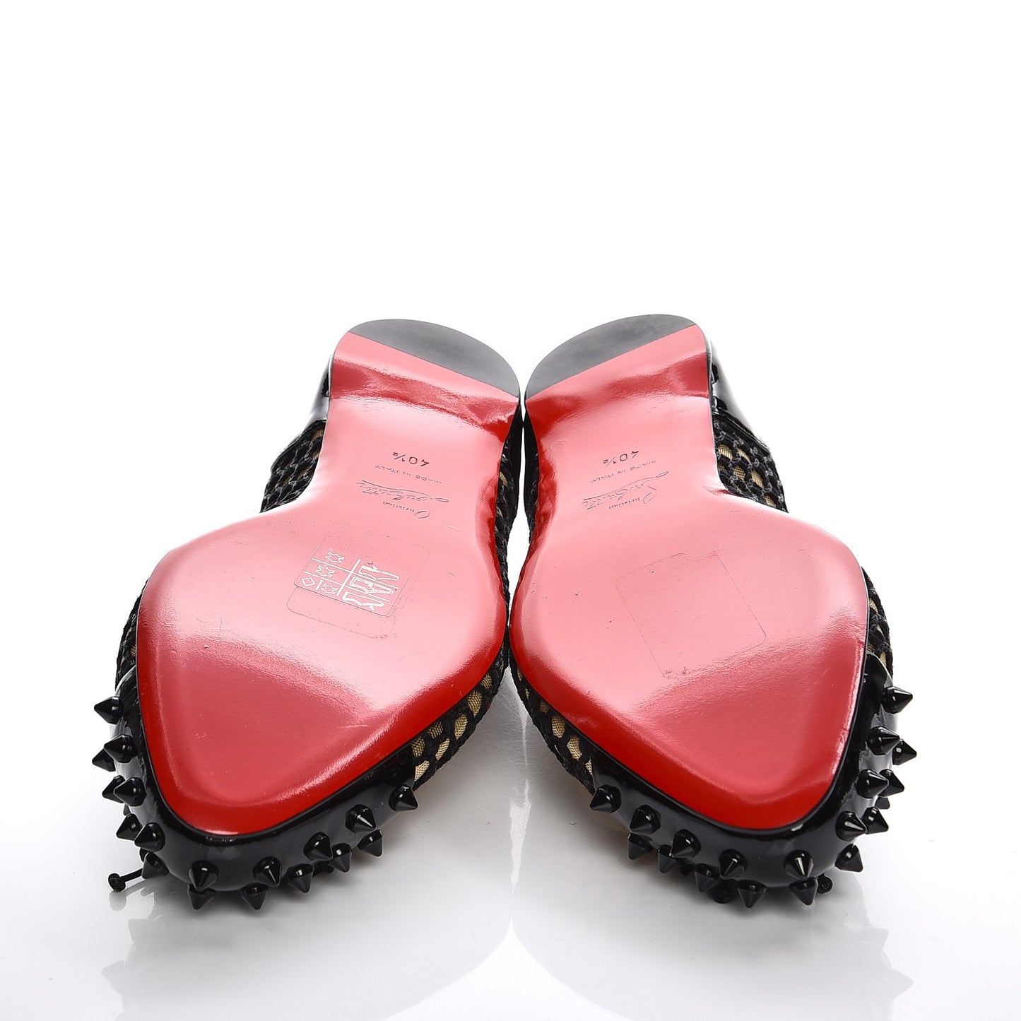 Patent Lace Mix Spikes Flats 40.5 Black