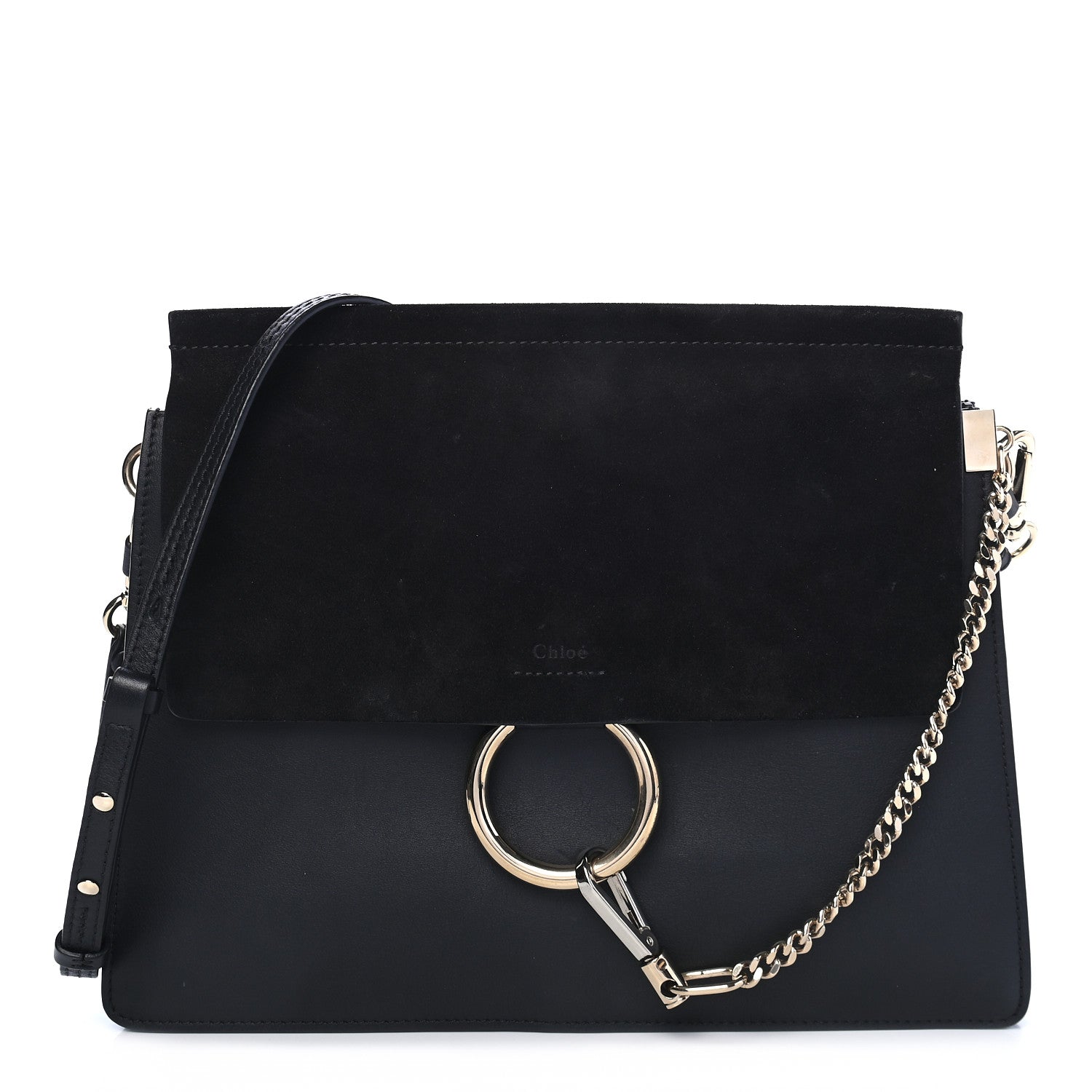 Chloe Suede Calfskin Medium Faye Shoulder Bag Black 1 of 9
