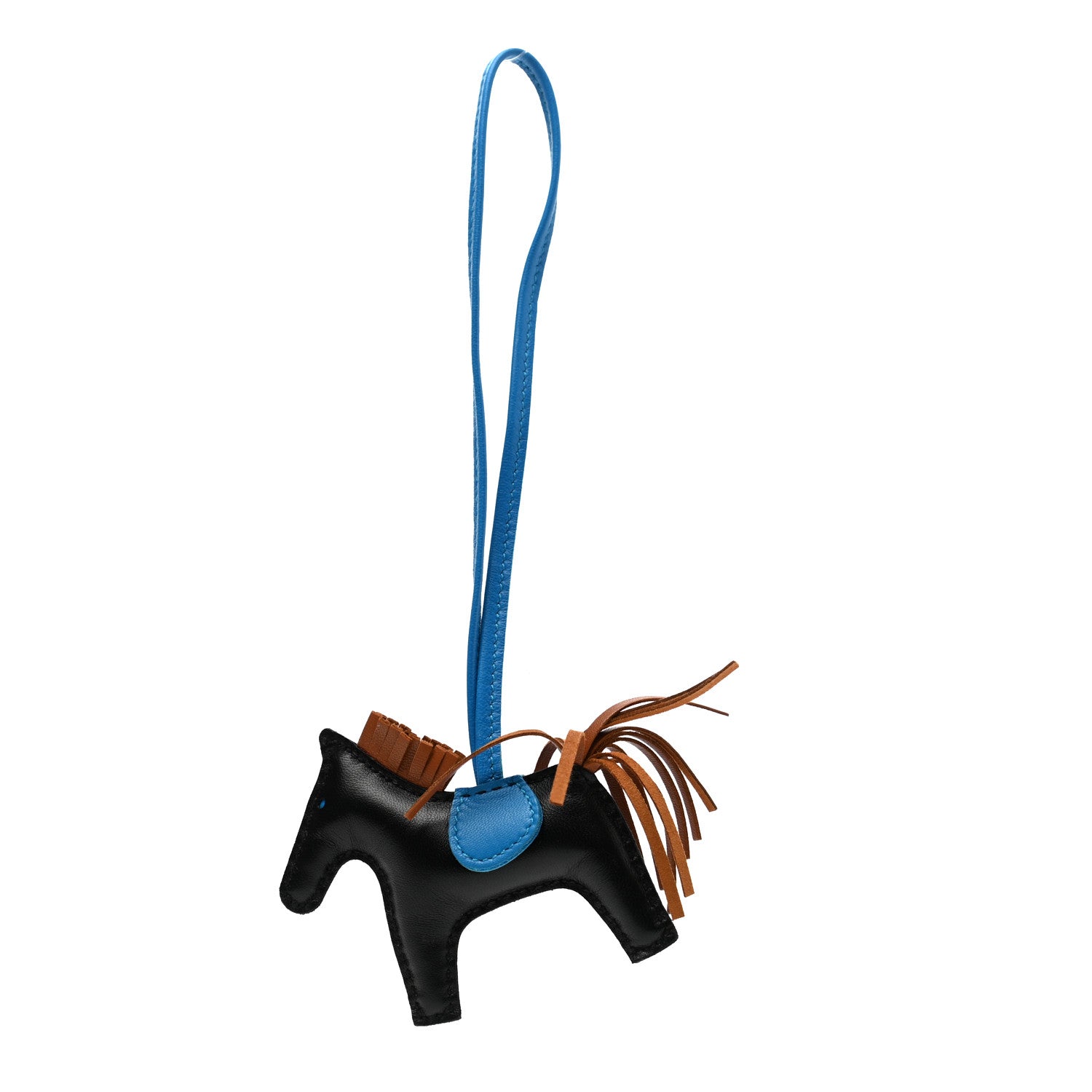 Hermes Milo Lambskin Grigri Rodeo Horse Bag Charm PM Black Gold Bleu Zanzibar 1 of 5