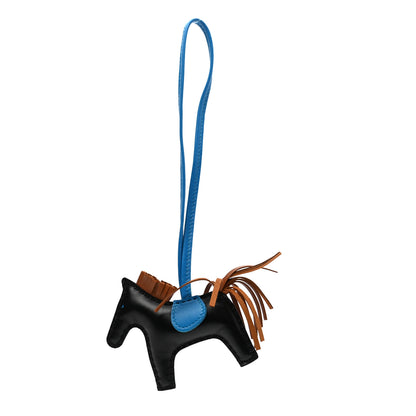Hermes Milo Lambskin Grigri Rodeo Horse Bag Charm PM Black Gold Bleu Zanzibar 1 of 5
