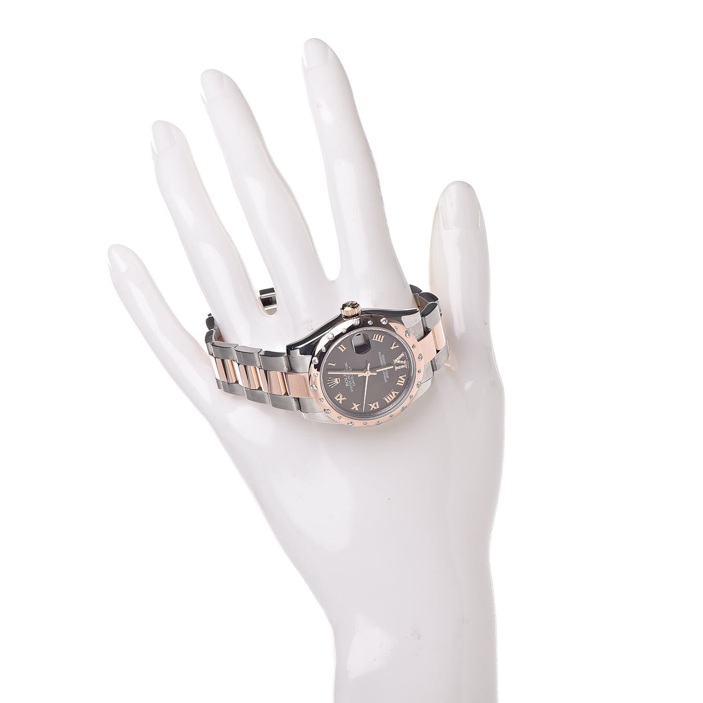Stainless Steel 18K Everose Gold Diamond 31mm Oyster Perpetual Datejust Watch Chocolate Roman 178341
