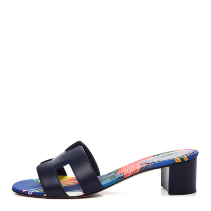 Hermes Calfskin Oasis Sandals 39.5 Bleu Indigo 1 of 11
